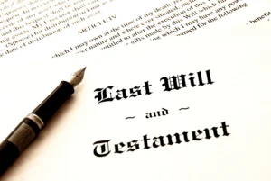 Attorney Matthew Burkert of Durham working on a will